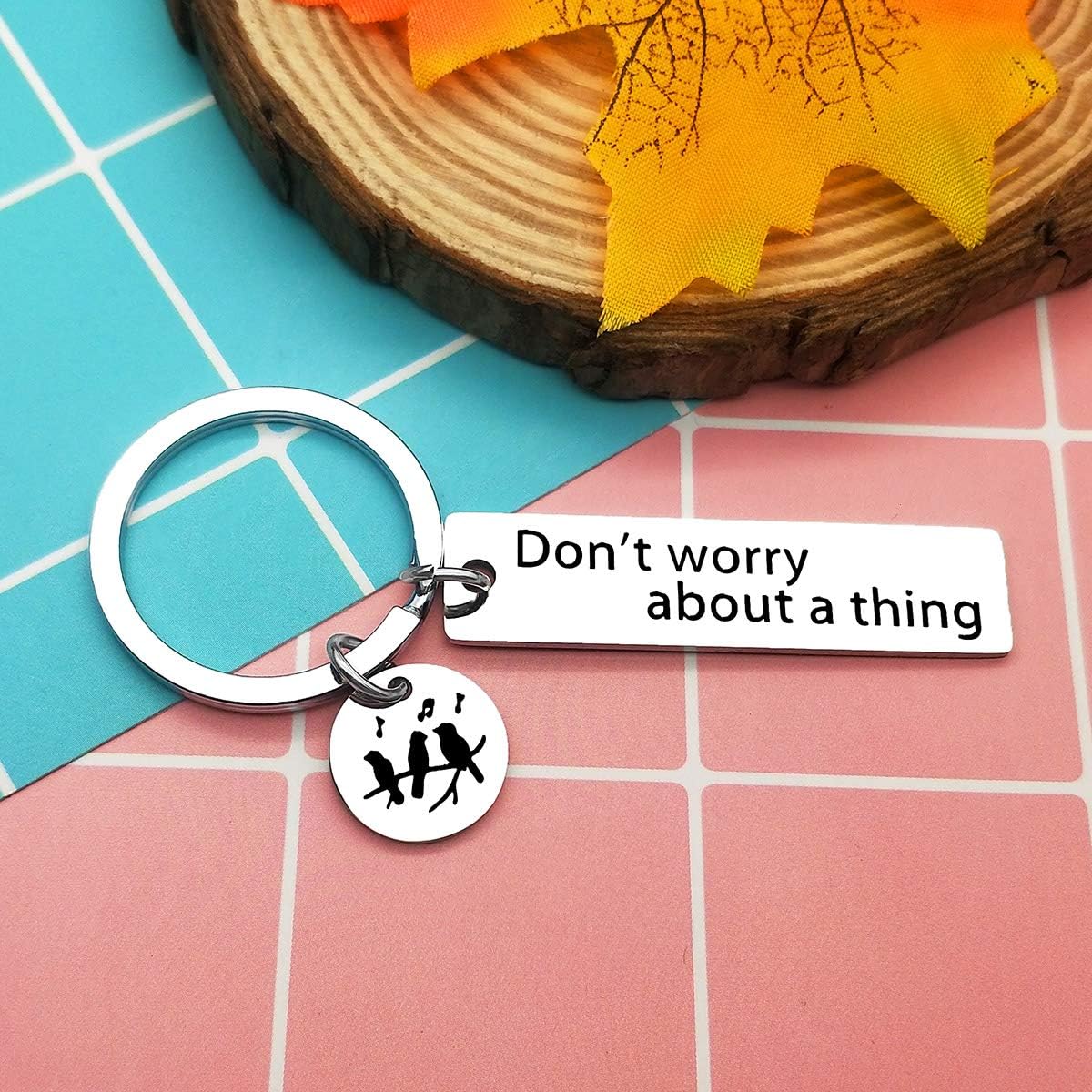 Ciyumu Don't Worry About A Thing Gift Keyring Inspirational Keyring Three Birds Gift Encouragement Gift for Best Friend Valentines Birthday Gifts Motivational Keychain Three Birds Keychain - Image 5