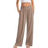 TARSE Women's Wide Leg Casual Loose Pants Yoga Sweatpants Comfy Crossover High Waisted Lounge Pajama Flowy Pants with Pockets