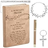 Tisancy 5 Pcs Music Lover Gifts for Women Men Music Teacher Appreciation Gifts Christian Musician Prayer Leather Journal Notebook for Musician Choir Singer Teacher Birthday(Khaki)