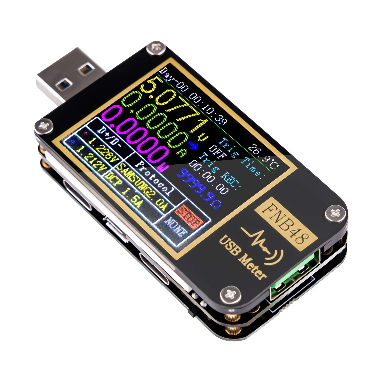 USB Tester USB Voltage Meter PD Trigger Voltmeter USB 3.0 Voltage and Current Tester DC 4-24V 6.5A USB C Multimeter PPS Fast Charging Protocol Capacity Tester QC2.0 3.0 FNB48