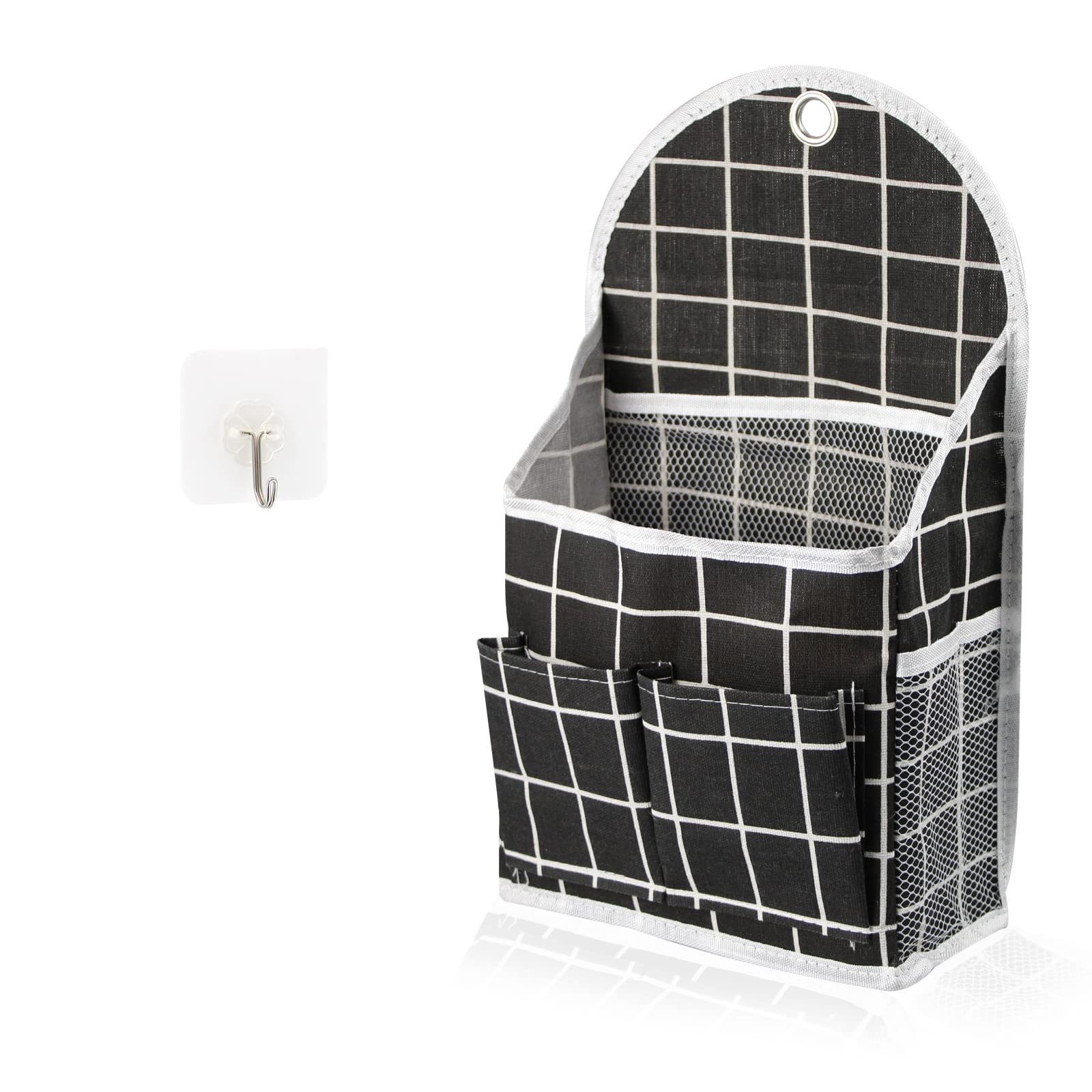 FuninCrea Wall Hanging Storage Bag, 3-Layer Hanging Pocket with Non-marking hook Waterproof Door Closet Organizer for Bedroom, Bathroom, Kitchen (Black)