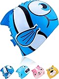 Geyoga Kids Swimming Cap Children Silicone Swim Cap Waterproof Animal Swim Cap for Avert Wet Hair