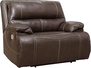 Signature Design by Ashley Ricmen Wide Seat Power Recliner Walnut