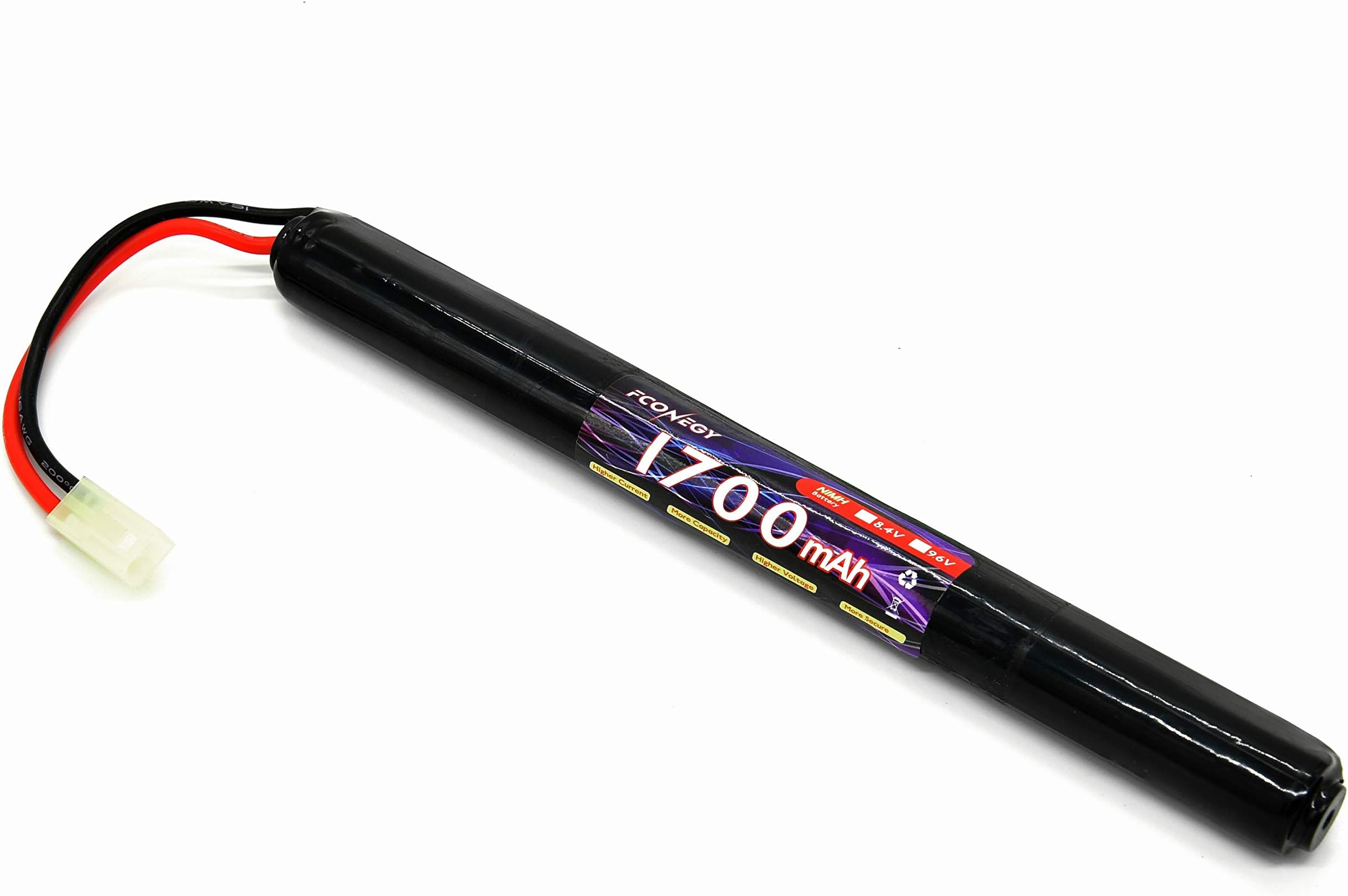 FCONEGY NiMH Battery 8.4/9.6V 1700mAh 7/8-Cell Nunchuck/Stick Pack with Small Tamiya Plug for Airsoft Gun