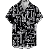 wihnsinop Mens Funky Hawaiian Bowling Shirts Holiday Theme Shirt Button Down Shirts Big and Tall