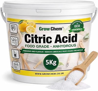 Grow Chem Citric Acid Food Grade 5Kg Bucket - Pure Anhydrous Descaler