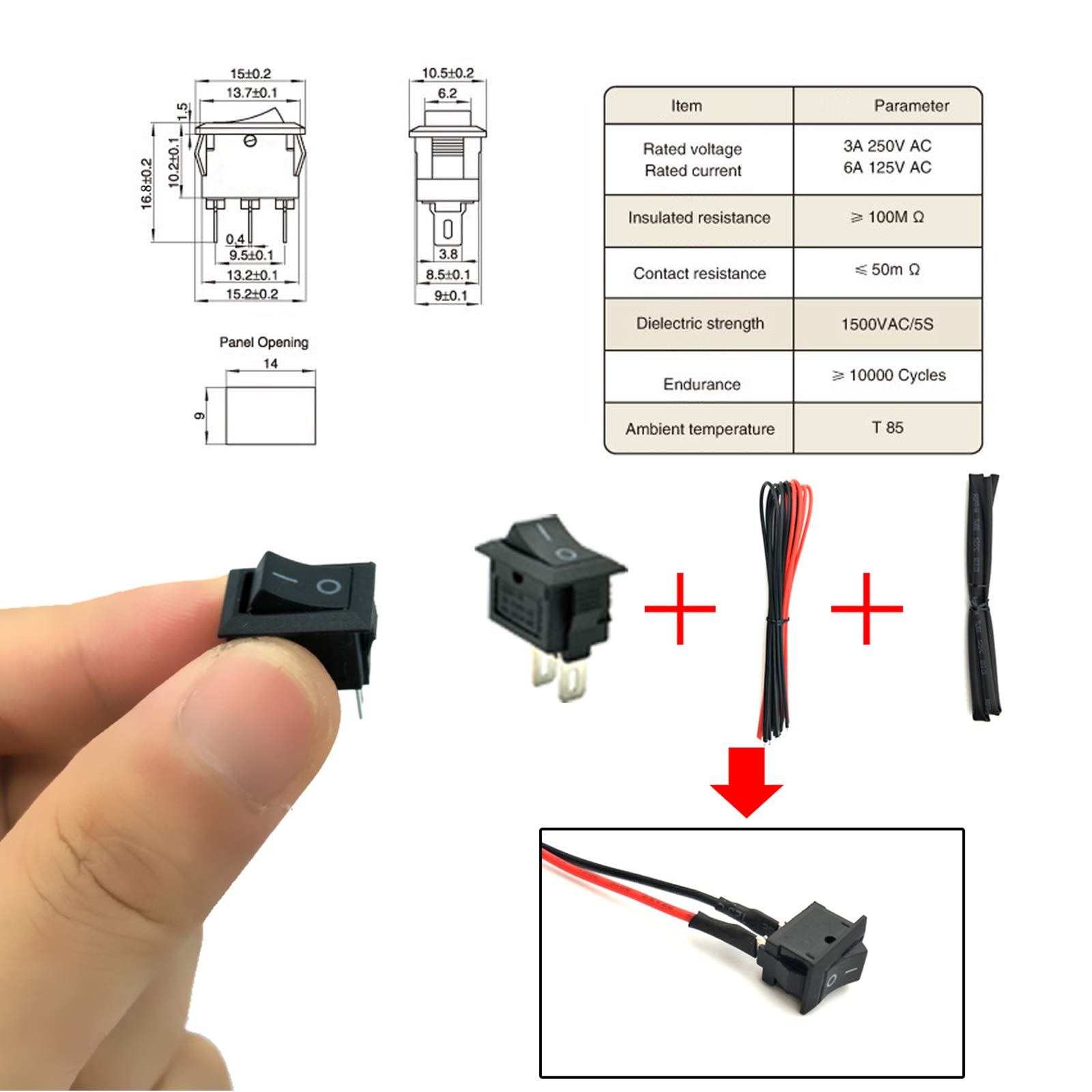 EUDAX 6 set Rectangular Mini Electric 1.5-3V 24000RPM DC Motor with 84 Pcs Plastic Gears,Electronic wire, 2 x AA Battery Holder ,Boat Rocker Switch,Shaft Propeller for DIY Science Projects