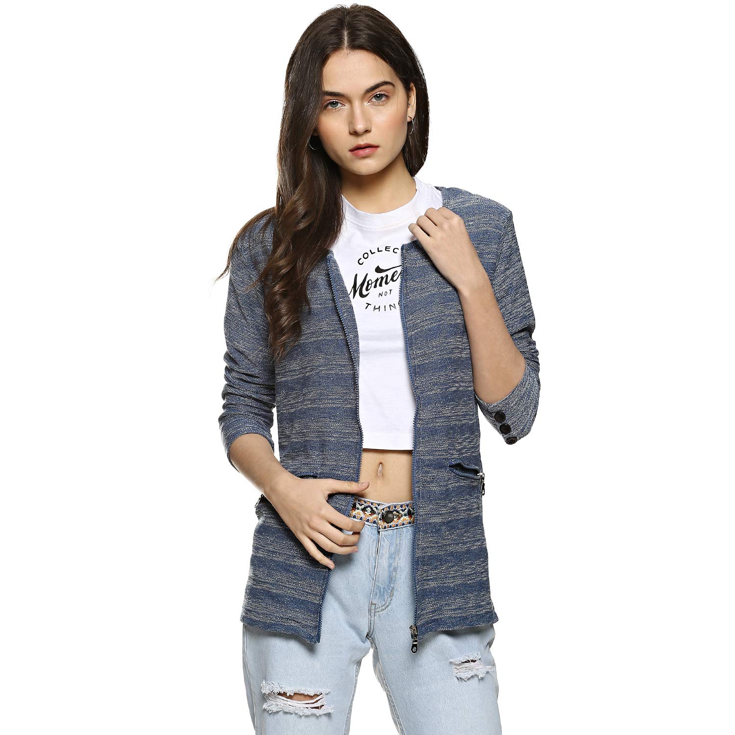 campus sutra women plain blazer