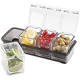 Final Touch 5 Piece Garnish Bar Caddy - Keep Ingredients Organized and Sanitary - 4 Removable Containers with Lids - BPA-Free Acrylic (FTA2000)