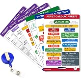 ACLS &amp; PALS Badge Buddy Bundle - Adult &amp; Pediatric Advanced Life Support Vital Signs Badge Card - Complete Reference for Emergency Nurses, ICU &amp; Paramedics with Meds, Hs &amp; Ts, Cardiac Arrest