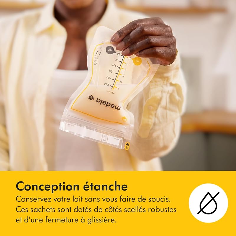 sachets de conservation pour lait maternel Easy Pour, capacité de 210 ml, conception anti-fuite avec protection du lait, fabriqués sans BPA, jetables, lot de 100
