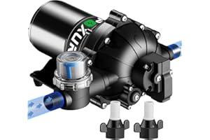 POXURIO 7GPM RV Water Pump, 70PSI 12V DC Fresh Water Pump, Self-Priming Diaphragm Water Pump with Pressure Switch and Filter for RV, Garden, Yacht, Camping