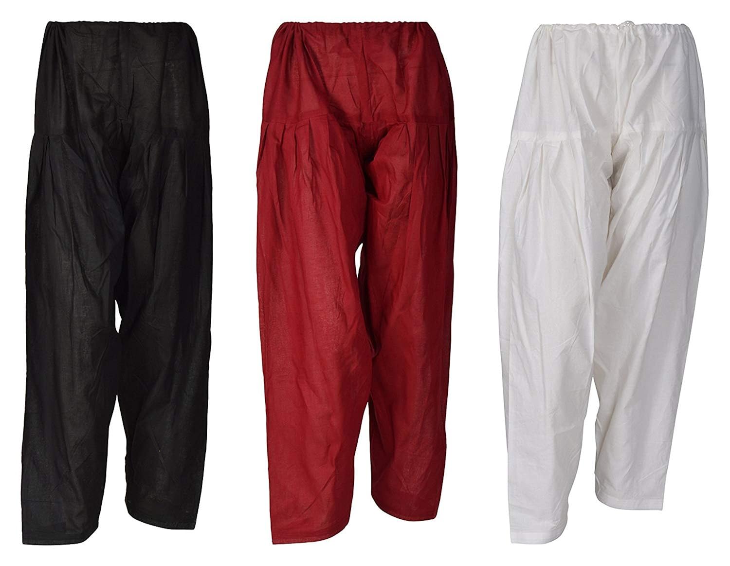 black macy women's cotton patiala salwar combo (_black, maroon and white_free size)