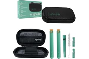 nugbuddy J-Kit - On The go Travel Case Accessory, Carbon Lining - Water Resistant Case - Glass Accessories with included Tubes, Tips, and More (Green)