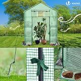 VOUNOT Walk In Greenhouse with Shelves Green 143x73x195cm Portable view 7