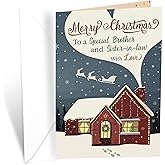 Prime Greetings Merry Christmas Card For Brother & Sister In Law (Wife), Made in America, Eco-Friendly, Thick Card Stock with Premium Envelope 5in x 7.75in, Packaged in Protective Mailer