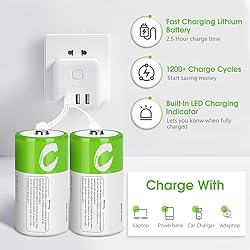 TEMIBATT Rechargeable C Batteries 4 Pack,1.5V