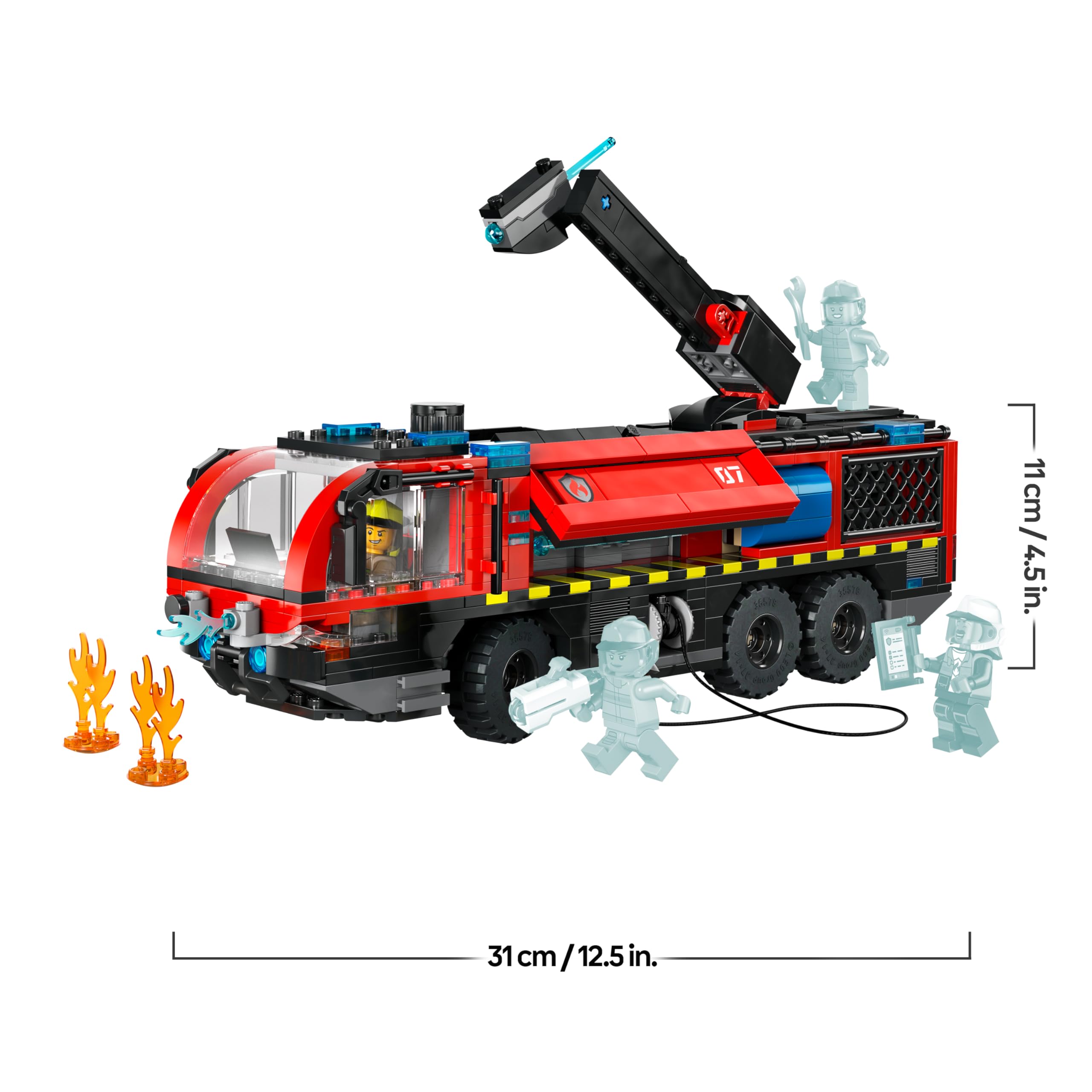 LEGO City Flughafenlöschfahrzeug - Spielzeug Einsatzfahrzeug - Modellbau mit 4 Feuerwehr Minifiguren - Geburtstagsgeschenk für Jungen ab 7 Jahren und Technikfans - 60499 8