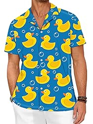 LuckLemocor Hawaiian Shirt Men Funny Button Down