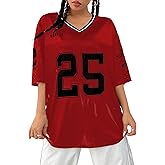 Verdusa Jersey Shirts for Women Y2K Graphic Tees Oversized Streetwear T Shirt V Neck Football Jersey