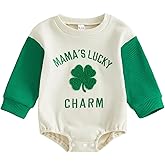 YINGISFITM Baby Boy Girl St Patricks Outfit Newborn My First St Patricks Clover Bubble Sweatshirt Romper Spring Clothes