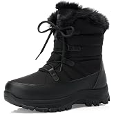 TEMOFON Womens Snow Boots Winter: Water Resistant Fur Lined Outdoor Booties | Warm Insulated Furry Ankle Boots, Lightwight Anti-Slip, Cold Weather Comfortable Walking, Booties for Women Outdoor Shoes