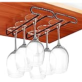 GeLive 10 Inch Under Cabinet Wine Glass Rack Stemware Holder Glass Storage Hanger Organizer for Kitchen and Bar Set of 2 (Bla