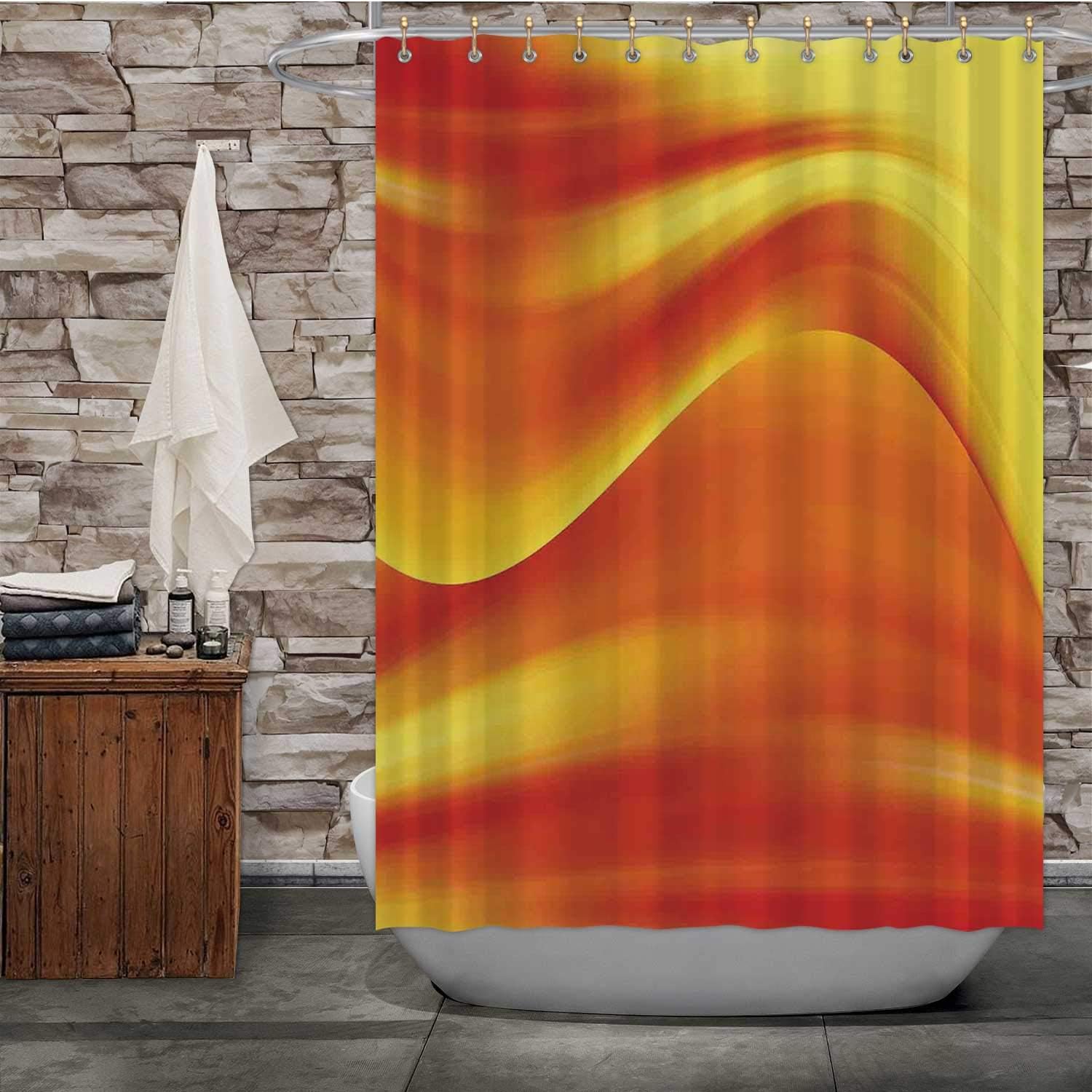 Burnt Orange,Fabric Shower Curtain Digital with Different