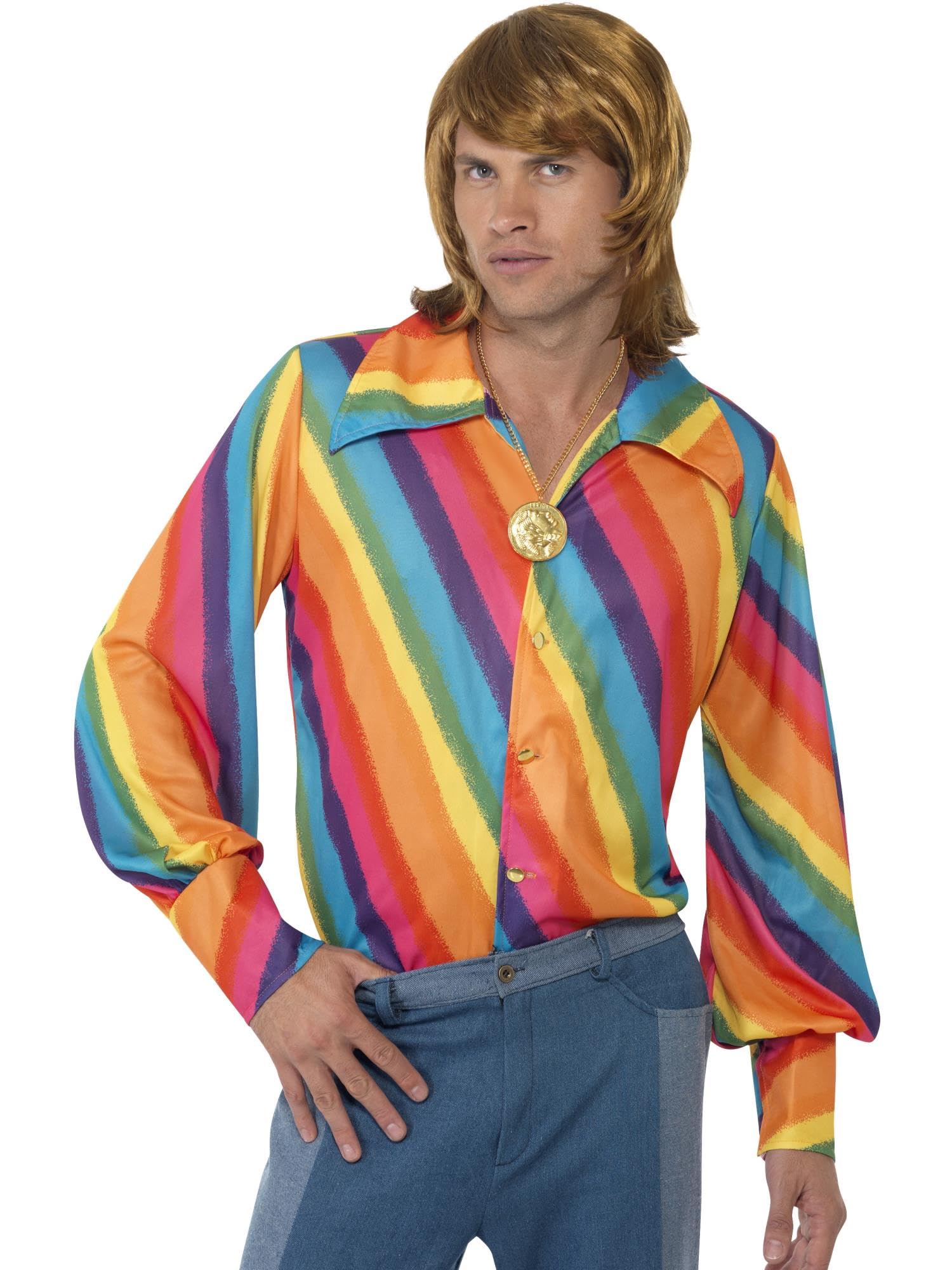 Smiffys 1970s Colour Shirt, Rainbow, L - Size 42 inch-44 inch — image 1