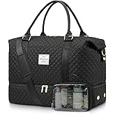 Women Weekender Travel Duffle Bags: Duffel Overnight Bag with Shoe Compartment Large Carry on Tote Bag Toiletry Bag Weekend Yoga Gym Bags with Wet Pocket Hospital Bags for Labor and Delivery Black