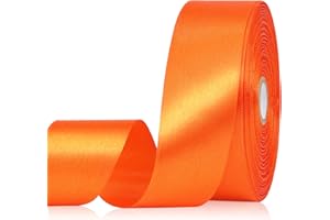 Sagaat Orange Ribbon 1-1/2 Inch, 60 Yards Orange Satin Ribbon for Gift Wrapping, Fabric Ribbon for Flower Bouquet Crafts Halloween Christmas Thanksgiving