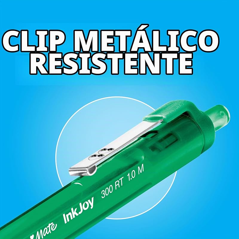 Caneta esferográfica retrátil paper mate inkjoy 300rt | ponta média (1,0mm) | preto | pacote de 12