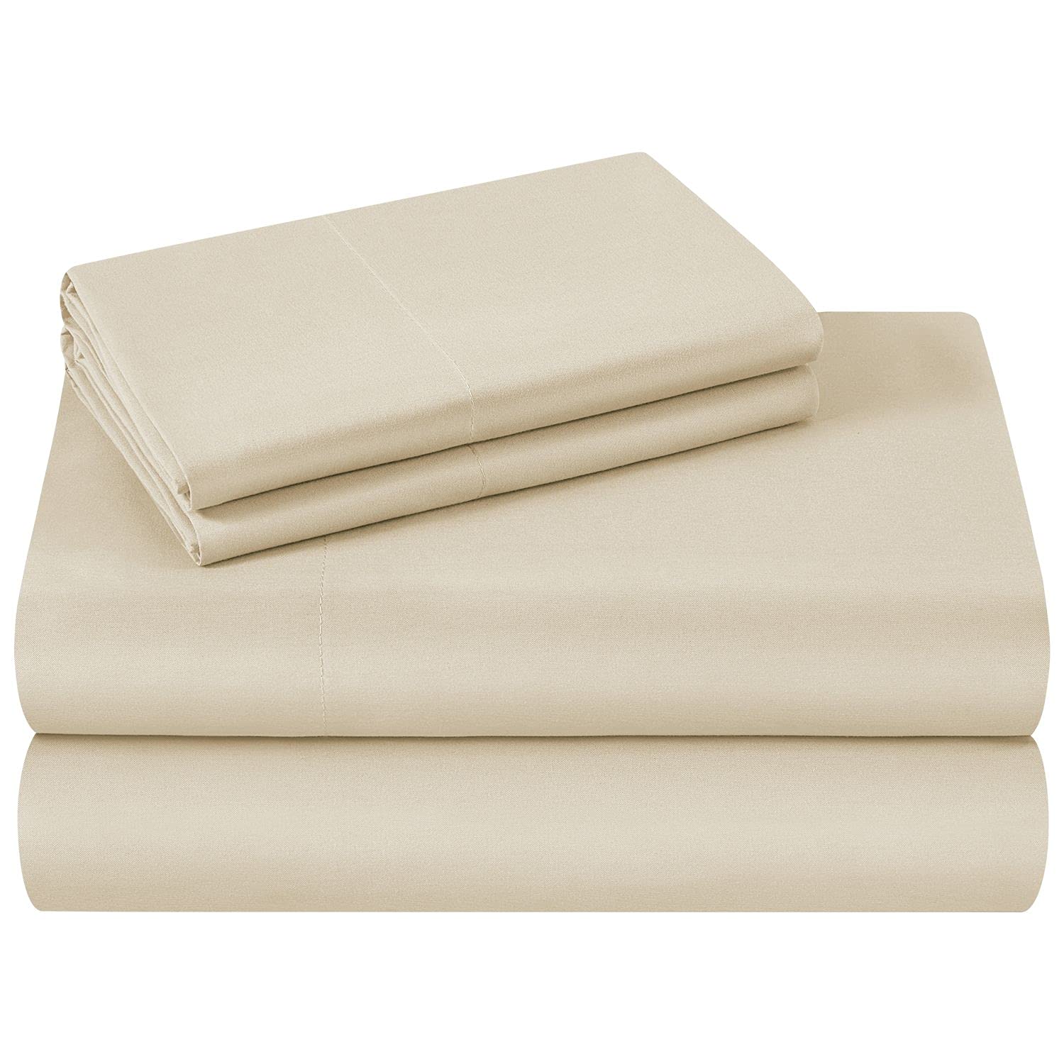 HOMEIDEAS Cream King Sheets, Extra Soft Bed Sheets Brushed Microfiber Fabric Sheets Set, Wrinkle & Fade Free - Flat Sheet, Fitted Sheet with 2 Pillowcases (4 Pieces)