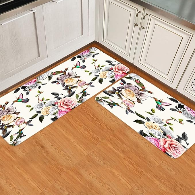 Juego de 2 alfombras de cocina, antideslizantes, suaves