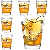 Futtumy Coworker Gifts, 6 Pack Because Work Shot Glasses for Men, Funny Boss's Day Gifts Christmas Office Birthday Thank You Gift for Coworker Boss Friends Women or Men, 2 Oz Shot Glasses Work Gift
