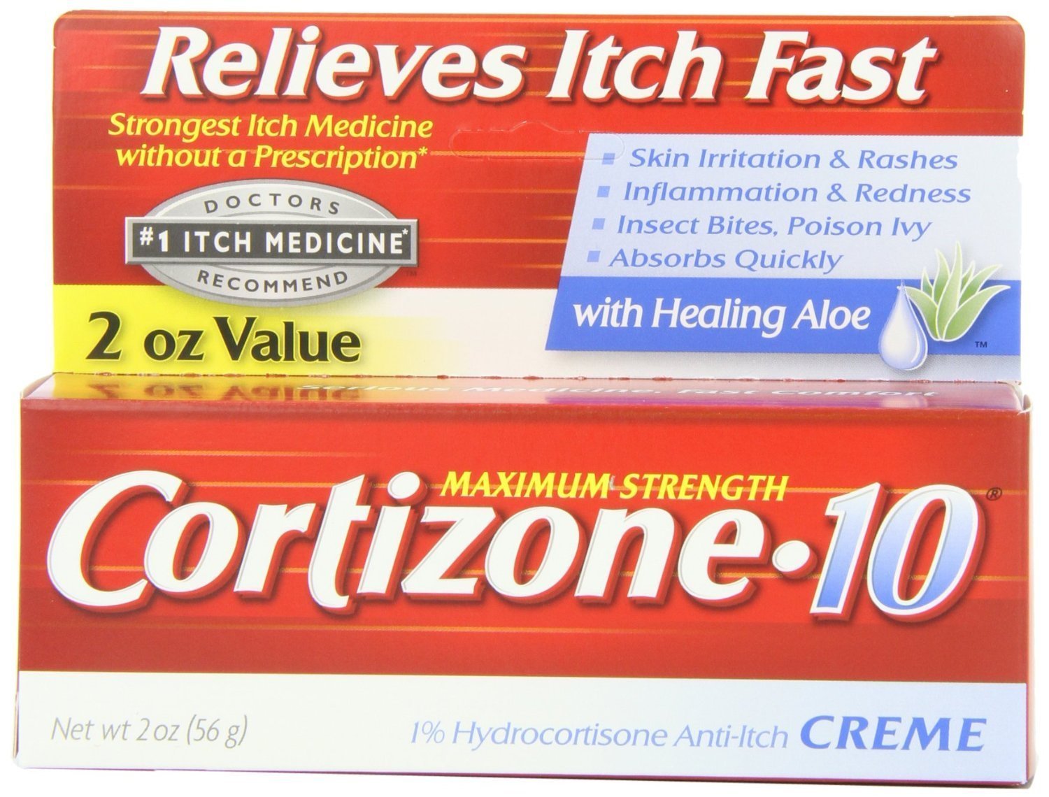 Cortizone-10 Maximum Strength Anti-Itch Creme with Aloe 2 oz (Pack of 3) : Cortisone Treatments : Beauty