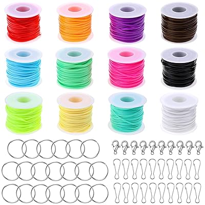 Buy Lanyard String Cridoz Gimp String Kit With 12 Rolls Plastic Lacing Cord 20 Pcs Snap Clip Hooks 20pcs Key Chain Ring Clips 10 Pcs Lobster Clasps For Crafts Bracelet And Lanyards