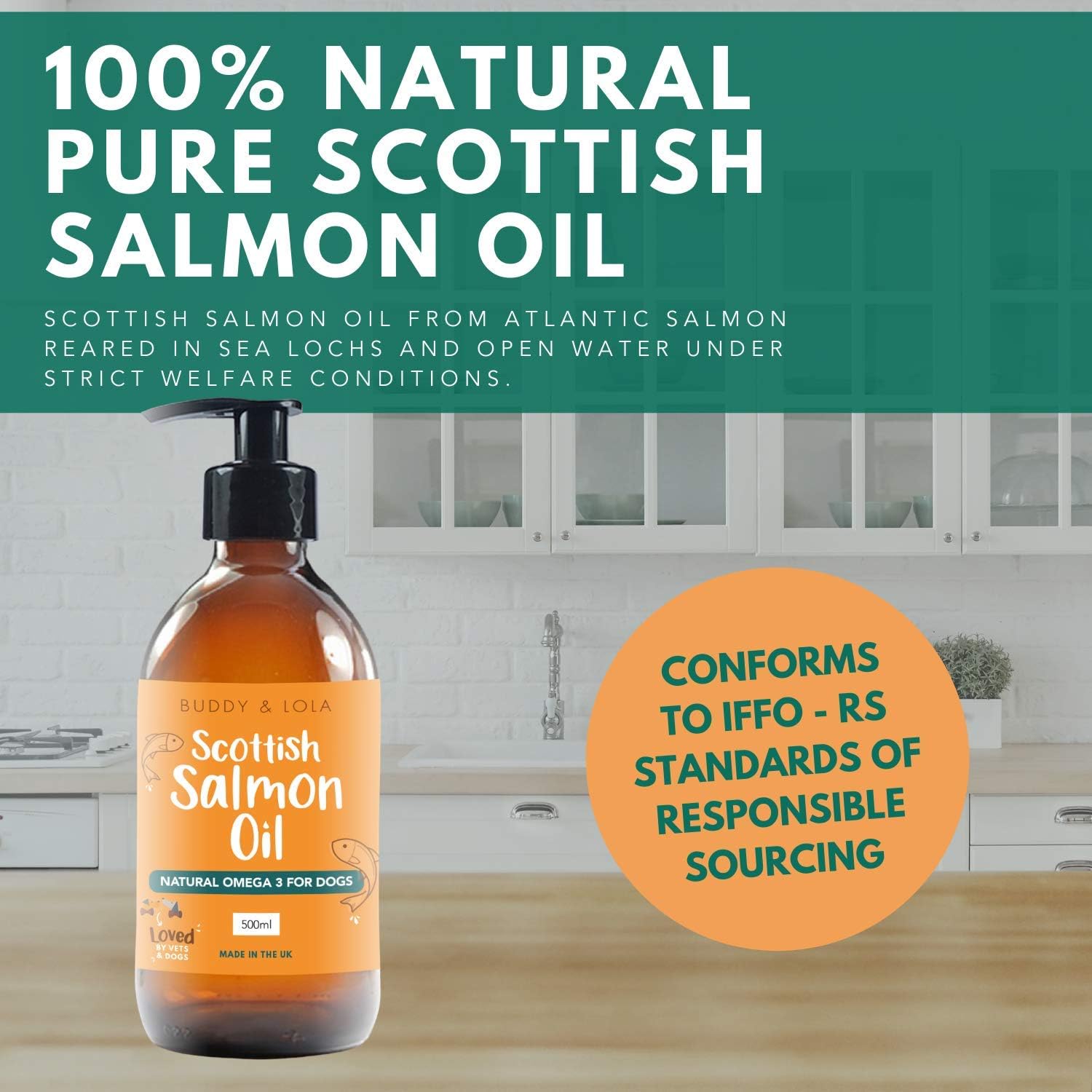 Buddy & Lola 100% Pure Food Grade Scottish Salmon Oil For Dogs Cats & Pets (500ml) - Natural Omega 3, 6 & 9 For a Shiny Coat, Better Skin & Joints, Less Itching and Improved Cognitive Health - Image 4