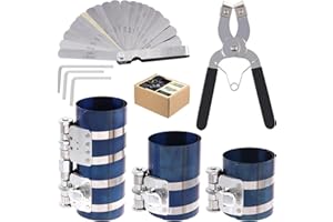 Mardatt 8 Pcs 3" 4" 6" Piston Ring Compressor Tool Set with Piston Ring Pliers and Stainless Steel Feeler Gauge, Car Engine P