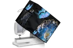 COEQINE Sewing Machine Cover Dust Cover,Blue Flower Butterfly Dust Cover Pattern Cover for Protection