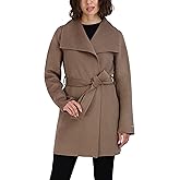 TAHARI Women's Ella Lightweight Double Face Wool Wrap Coat With Tie Belt