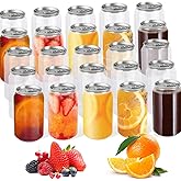 100 Pack, 330ml/11.2oz Plastic Juice Bottles with Aluminum Pop Can Caps, Disposable Leakproof Clear Bottles for Juice, Smoothies, Tea, Coffee, Compatible with Automatic Cup Sealer (not included)