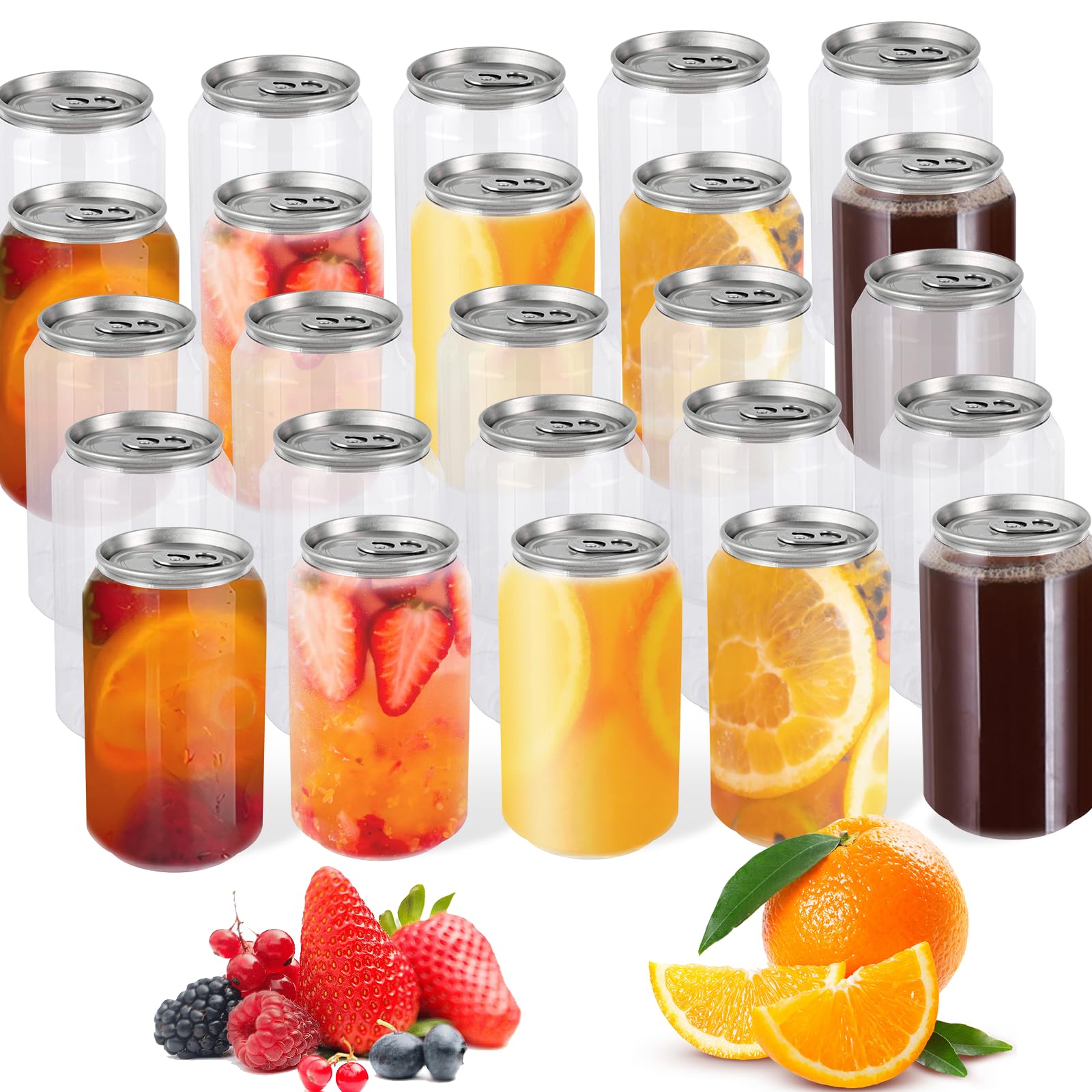 Photo 1 of 100 Pack, 330ml/11.2oz Plastic Juice Bottles with Aluminum Pop Can Caps, Disposable Leakproof Clear Bottles for Juice, Smoothies, Tea, Coffee, Compatible with Automatic Cup Sealer (not included)