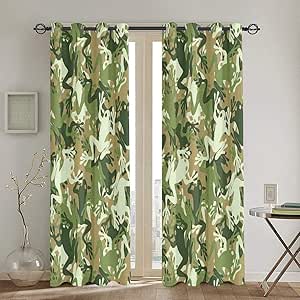 N / A Cortina Opaca Camuflaje Patrón de Rana Militar Cortinas Opacas