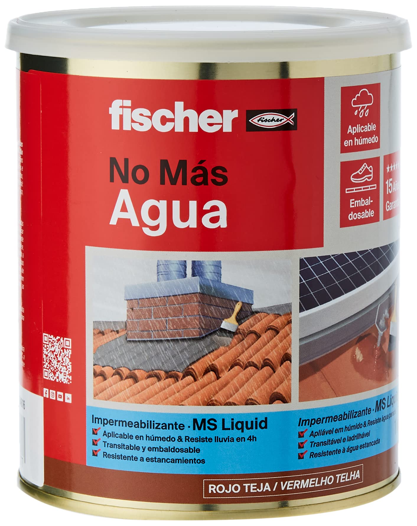 fischer - Waterproofing Paint (Bucket 1 kg) Polymer MS Brown, Waterproof and Outdoor