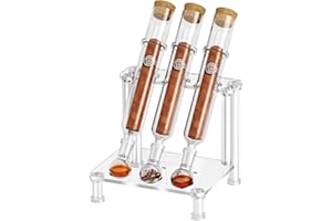 LIHTUN Cigar Flavoring Humidor Case for 3 Cigars, Borosilicate Glass Tubes, Balls and Acrylic Stand, Portable Cigar Humidor Gift Set for Flavor Mellowing, Storage and Display (3)