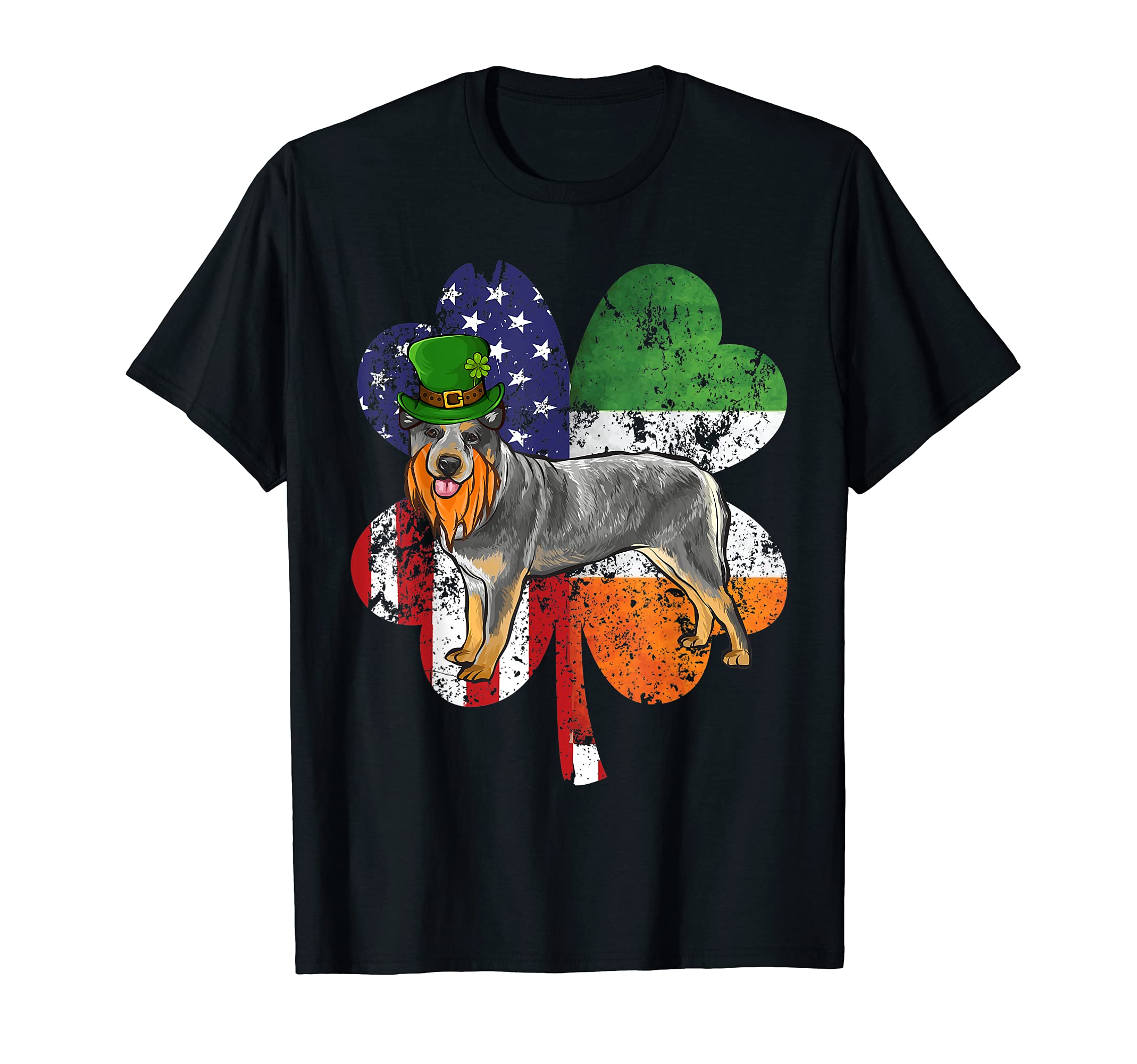 St Patricks Day Irish American Flag Australian Cattle Dog T-Shirt