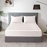 THXSILK 100% Mulberry Silk Fitted Sheet Set, 7A+ Silk 3 Pieces Bed Sheets, Breathable, Smooth, 16 Inch Deep Pocket Fitted Sheet, 2 Pillowcases - White, Queen