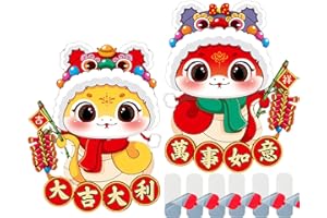 Bluwtpoclan Chinese New Year Door Stickers,Lunar Year of The Snake Stickers 2025 Decorations,Zodiac Snake Character Ornament Wall Window Clings for New Years Eve Decorations