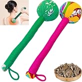 OnVisit 2PCS Long Size Lymphatic Drainage Herbal Massage Hammer,Manual Massage Hammer for Body, Back Massage Hammer Taichi,Wormwood Massage Hammer Sticks Muscle Relaxation 2PCS (Red/Green)